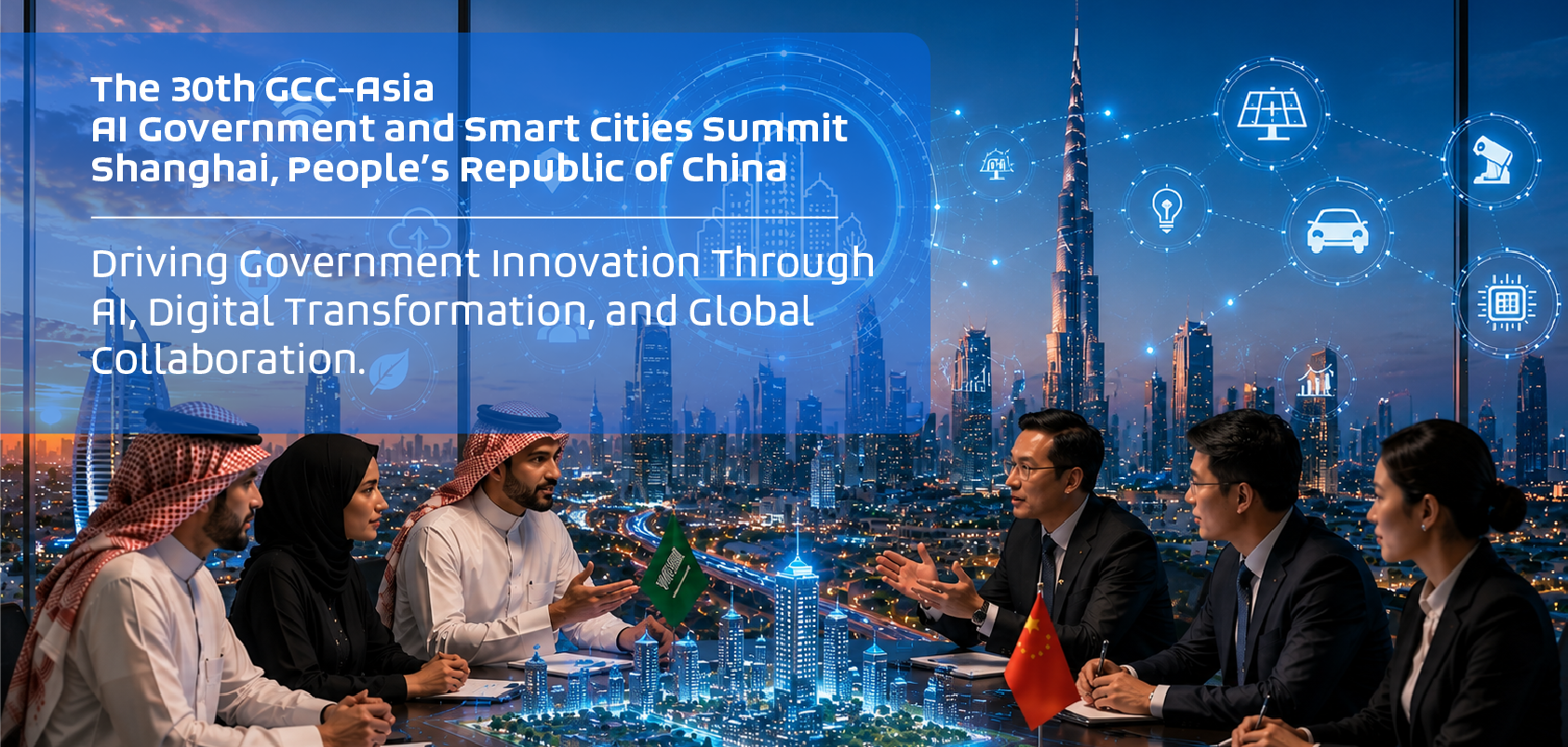 30th GCC AI Governments and Cities Conference banner showcasing artificial intelligence transformation in government services and smart city development
